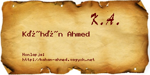 Káhán Ahmed névjegykártya